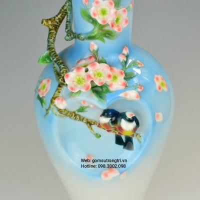 Bình Cắm Hoa Đắp Nổi Chim Hoa